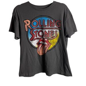 The Rolling Stones Graphic Tee Shirt Size L Gray Cotton Retro Short Sleeves Band